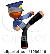 Poster, Art Print Of Orange Police Man Ninja Kick Right