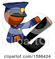 Poster, Art Print Of Orange Police Man Flying Ninja Kick Right