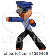 Poster, Art Print Of Orange Police Man Martial Arts Punch Left