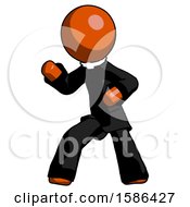 Orange Clergy Man Martial Arts Defense Pose Left