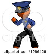Orange Police Man Martial Arts Defense Pose Left