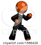 Poster, Art Print Of Orange Clergy Man Martial Arts Defense Pose Right
