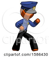 Poster, Art Print Of Orange Police Man Martial Arts Defense Pose Right