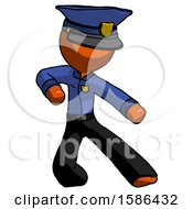 Poster, Art Print Of Orange Police Man Karate Defense Pose Right