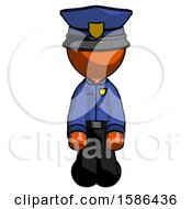 Poster, Art Print Of Orange Police Man Kneeling Front Pose