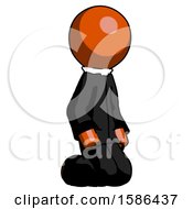 Poster, Art Print Of Orange Clergy Man Kneeling Angle View Right