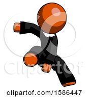 Poster, Art Print Of Orange Clergy Man Action Hero Jump Pose