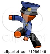 Poster, Art Print Of Orange Police Man Action Hero Jump Pose