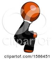 Poster, Art Print Of Orange Clergy Man Squatting Facing Right