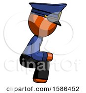 Poster, Art Print Of Orange Police Man Squatting Facing Right