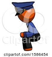 Poster, Art Print Of Orange Police Man Squatting Facing Left
