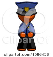 Poster, Art Print Of Orange Police Man Squatting Facing Front
