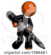 Poster, Art Print Of Orange Clergy Man Writing With A Really Big Pen