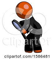 Poster, Art Print Of Orange Clergy Man Inspecting With Large Magnifying Glass Left