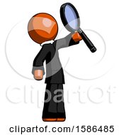 Poster, Art Print Of Orange Clergy Man Inspecting With Large Magnifying Glass Facing Up