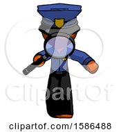 Poster, Art Print Of Orange Police Man Looking Down Through Magnifying Glass