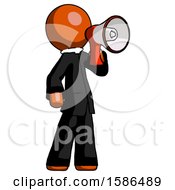 Poster, Art Print Of Orange Clergy Man Shouting Into Megaphone Bullhorn Facing Right