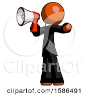 Poster, Art Print Of Orange Clergy Man Shouting Into Megaphone Bullhorn Facing Left