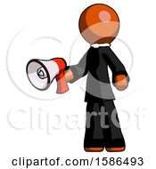 Poster, Art Print Of Orange Clergy Man Holding Megaphone Bullhorn Facing Right