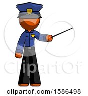 Poster, Art Print Of Orange Police Man Teacher Or Conductor With Stick Or Baton Directing