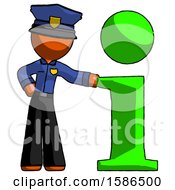 Poster, Art Print Of Orange Police Man With Info Symbol Leaning Up Against It