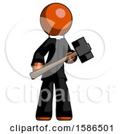 Poster, Art Print Of Orange Clergy Man With Sledgehammer Standing Ready To Work Or Defend