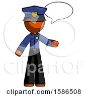 Poster, Art Print Of Orange Police Man With Word Bubble Talking Chat Icon