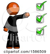 Poster, Art Print Of Orange Clergy Man Standing By List Of Checkmarks
