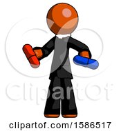 Poster, Art Print Of Orange Clergy Man Red Pill Or Blue Pill Concept