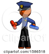 Poster, Art Print Of Orange Police Man Red Pill Or Blue Pill Concept