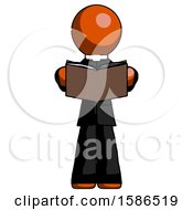 Poster, Art Print Of Orange Clergy Man Reading Book While Standing Up Facing Viewer
