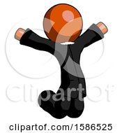 Orange Clergy Man Jumping Or Kneeling With Gladness