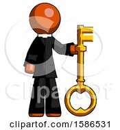Orange Clergy Man Holding Key Made Of Gold