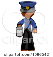 Poster, Art Print Of Orange Police Man Begger Holding Can Begging Or Asking For Charity