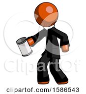 Poster, Art Print Of Orange Clergy Man Begger Holding Can Begging Or Asking For Charity Facing Left