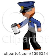 Poster, Art Print Of Orange Police Man Begger Holding Can Begging Or Asking For Charity Facing Left
