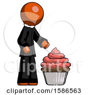 Poster, Art Print Of Orange Clergy Man With Giant Cupcake Dessert