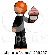 Poster, Art Print Of Orange Clergy Man Presenting Pink Cupcake To Viewer