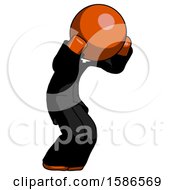 Poster, Art Print Of Orange Clergy Man With Headache Or Covering Ears Turned To His Right