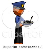 Poster, Art Print Of Orange Police Man Holding Noodles Offering To Viewer