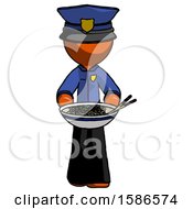 Poster, Art Print Of Orange Police Man Serving Or Presenting Noodles