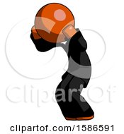 Poster, Art Print Of Orange Clergy Man With Headache Or Covering Ears Turned To His Left