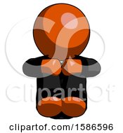 Orange Clergy Man Sitting With Head Down Facing Forward