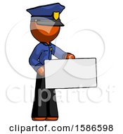 Poster, Art Print Of Orange Police Man Presenting Large Envelope