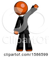 Orange Clergy Man Waving Emphatically With Left Arm