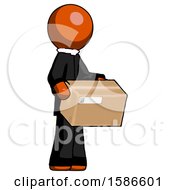 Orange Clergy Man Holding Package To Send Or Recieve In Mail