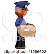 Poster, Art Print Of Orange Police Man Holding Package To Send Or Recieve In Mail
