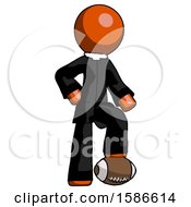 Poster, Art Print Of Orange Clergy Man Standing With Foot On Football