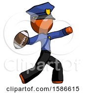 Poster, Art Print Of Orange Police Man Throwing Football