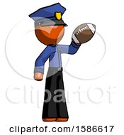 Poster, Art Print Of Orange Police Man Holding Football Up